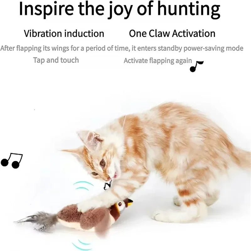 2 Styles Interactive Cat Toy Flapping Bird With Catnip Rechargeable Bird Cat Toys Touch Activated Fluffy Plush Toys For Cats