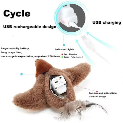 2 Styles Interactive Cat Toy Flapping Bird With Catnip Rechargeable Bird Cat Toys Touch Activated Fluffy Plush Toys For Cats