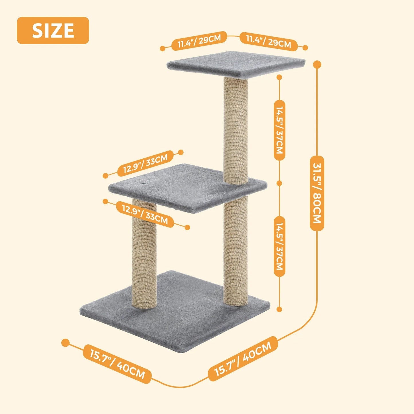 Cat tree Cat Tower for Indoor Cats 2 Styles Cat Activity Tree with Cat Scratching Posts Big Hammock and Removable Top Perch Grey