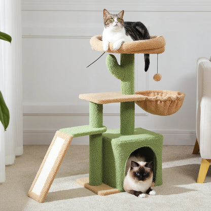 Cat tree Cat Tower for Indoor Cats 2 Styles Cat Activity Tree with Cat Scratching Posts Big Hammock and Removable Top Perch Grey