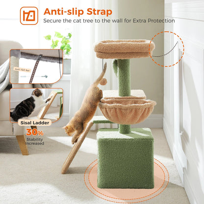 Cat tree Cat Tower for Indoor Cats 2 Styles Cat Activity Tree with Cat Scratching Posts Big Hammock and Removable Top Perch Grey