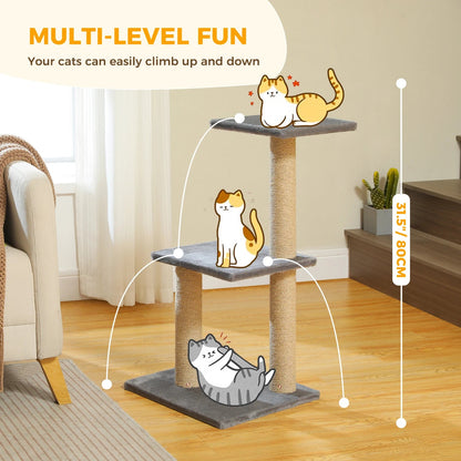 Cat tree Cat Tower for Indoor Cats 2 Styles Cat Activity Tree with Cat Scratching Posts Big Hammock and Removable Top Perch Grey