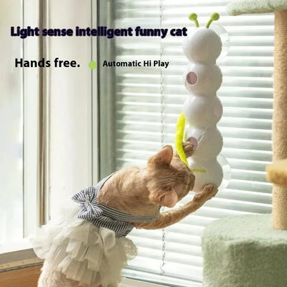 Creative Durable Scratch Resistant Cat Teasing Stick Intelligent Sensing Interactive Cat Toy Usb Rechargeable Caterpillar Toy