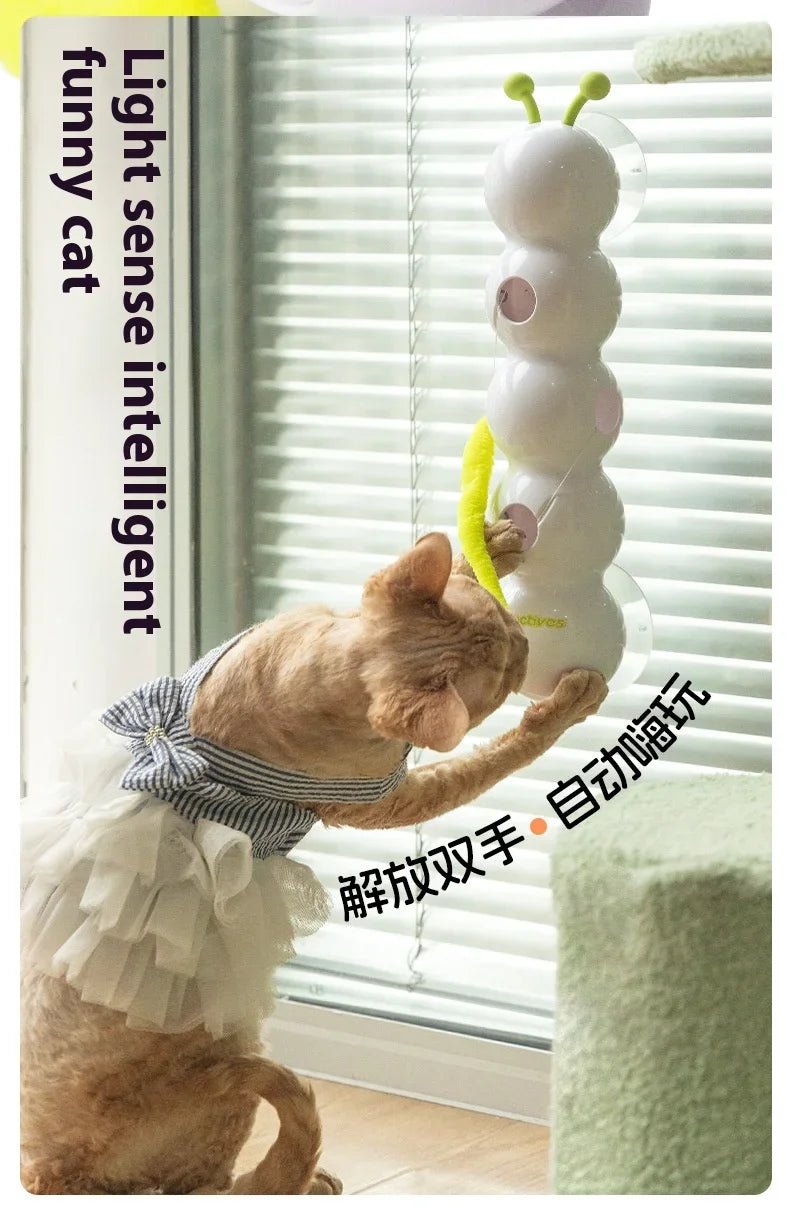 Creative Durable Scratch Resistant Cat Teasing Stick Intelligent Sensing Interactive Cat Toy Usb Rechargeable Caterpillar Toy