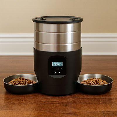 4.5L Automatic Cat Feeder With WiFi Button Smart Pet Cat/Dogs Food Dispenser Two Stainless Steel Bowls Feeder Pet Supplies