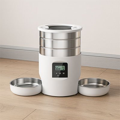 4.5L Automatic Cat Feeder With WiFi Button Smart Pet Cat/Dogs Food Dispenser Two Stainless Steel Bowls Feeder Pet Supplies