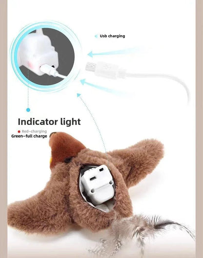 Hot Cat Interactive Toys Catnip Electric Pat Bird (with Catnip) Dog Cats Touch-Activated Squeaky Plush Toy Pet USB Rechargeable