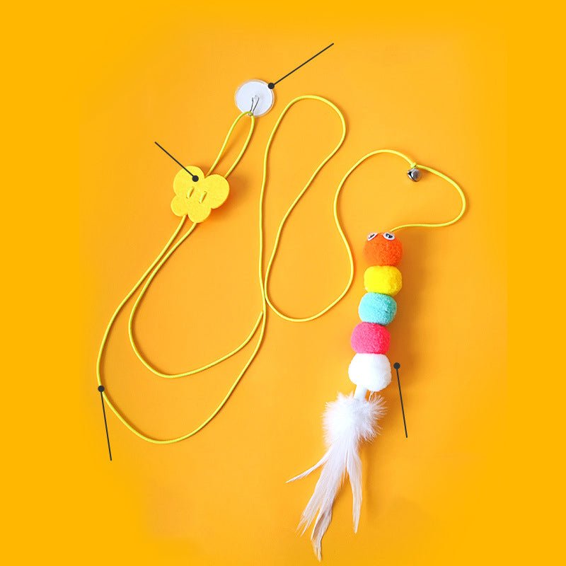 Pet Cat Toys Funny Stick Kitten Self -hi Elastic Rope Dragonfly Shape Feather Bell Teasing Stick Hanging Swing Thousands