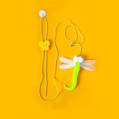 Pet Cat Toys Funny Stick Kitten Self -hi Elastic Rope Dragonfly Shape Feather Bell Teasing Stick Hanging Swing Thousands
