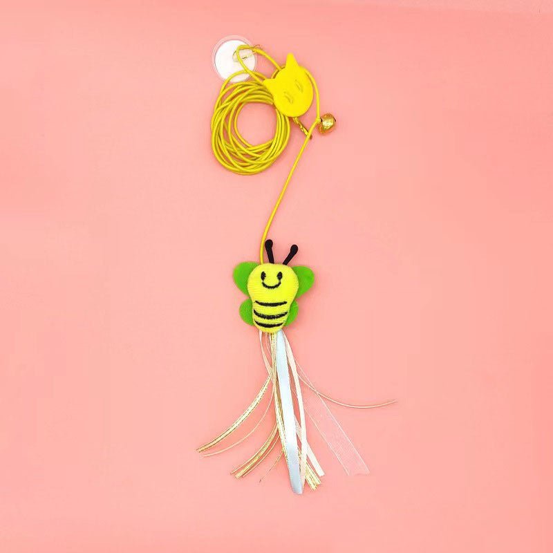 Pet Cat Toys Funny Stick Kitten Self -hi Elastic Rope Dragonfly Shape Feather Bell Teasing Stick Hanging Swing Thousands