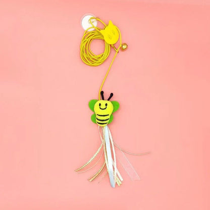 Pet Cat Toys Funny Stick Kitten Self -hi Elastic Rope Dragonfly Shape Feather Bell Teasing Stick Hanging Swing Thousands