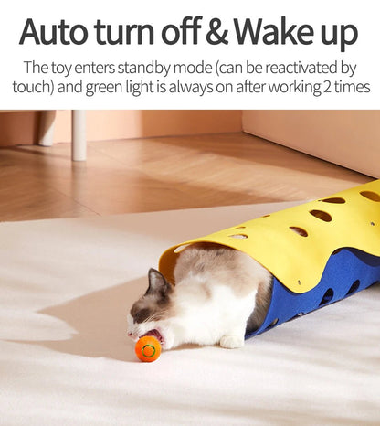 ROJECO Smart Cat Toys Automatic Bouncing Cat Ball Interactive Rolling Ball For Cats Pet Smart LED Self Moving Toys Accessories