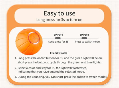 ROJECO Smart Cat Toys Automatic Bouncing Cat Ball Interactive Rolling Ball For Cats Pet Smart LED Self Moving Toys Accessories