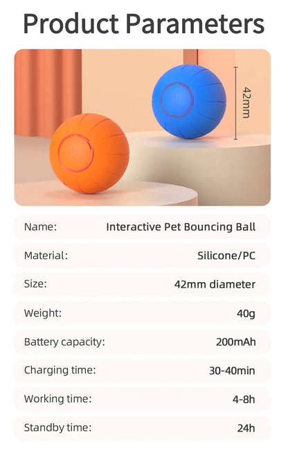 ROJECO Smart Cat Toys Automatic Bouncing Cat Ball Interactive Rolling Ball For Cats Pet Smart LED Self Moving Toys Accessories